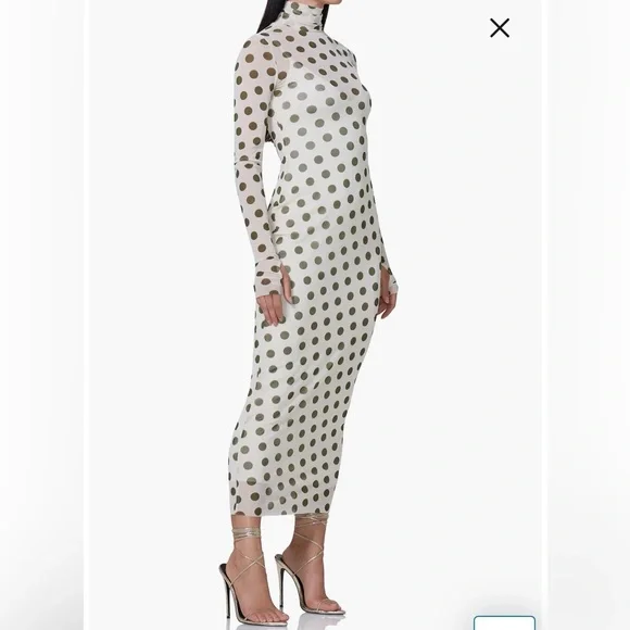 AFRM White and Black Polka Dot Long Sleeve Dress - Picture 3 of 3